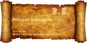 Mátyus Barnabás névjegykártya